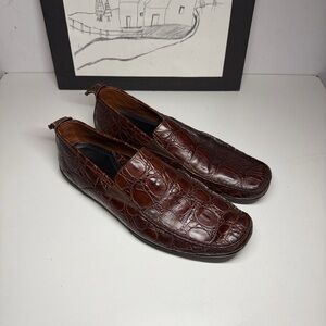 Michael Toschi Onda Driving Shoes Chocolate Croco Men’s Size US 10.5